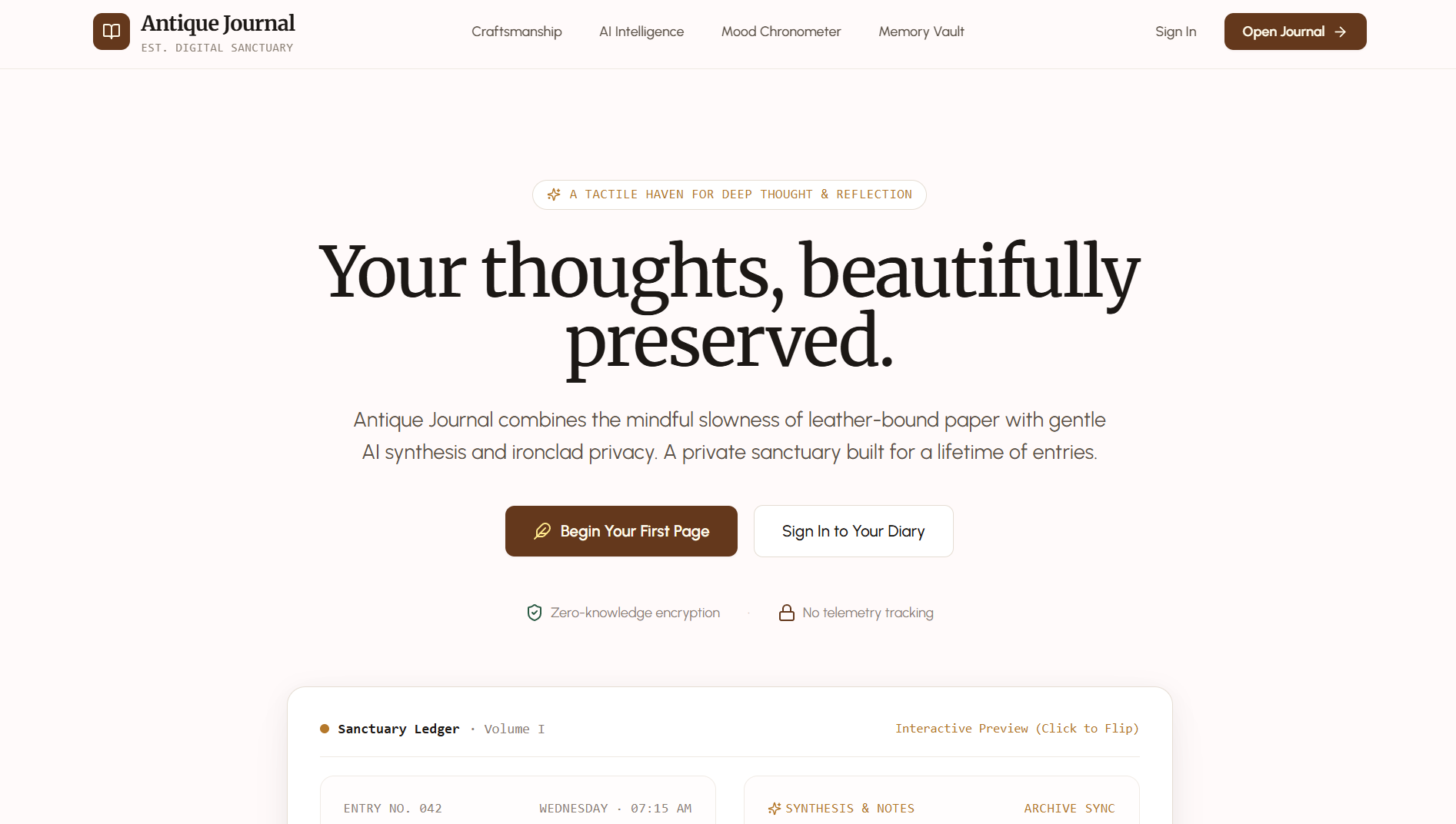Antique Journal - AI Tactile Sanctuary screenshot 1